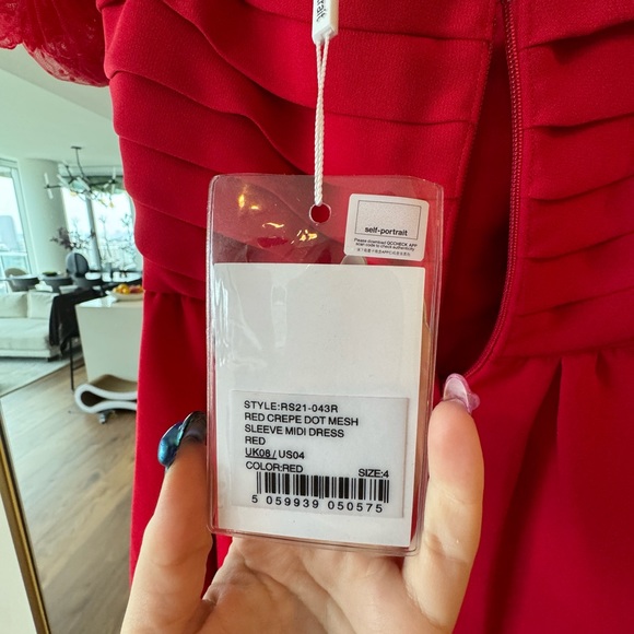 NWT self portrait red midi dress - Picture 4 of 5